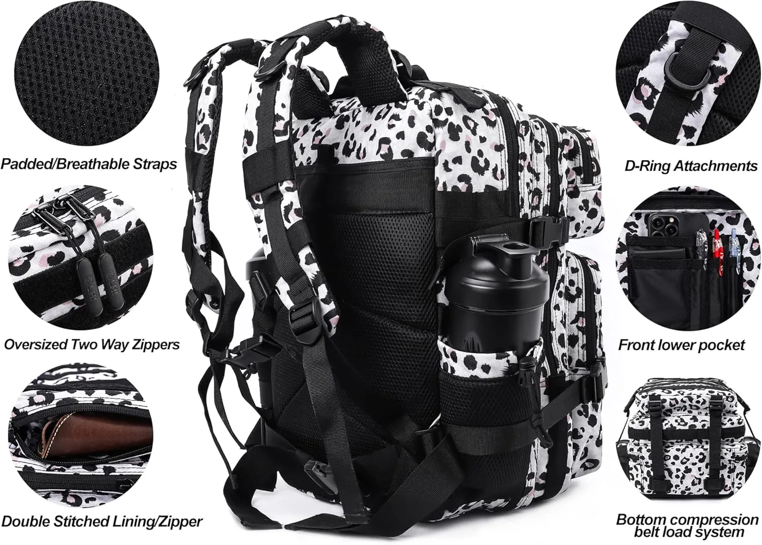 LHI Tactical Military Backpack for Men and Women 25L/35L Army Assault Pack Bag Small Rucksack with Bottle Holder