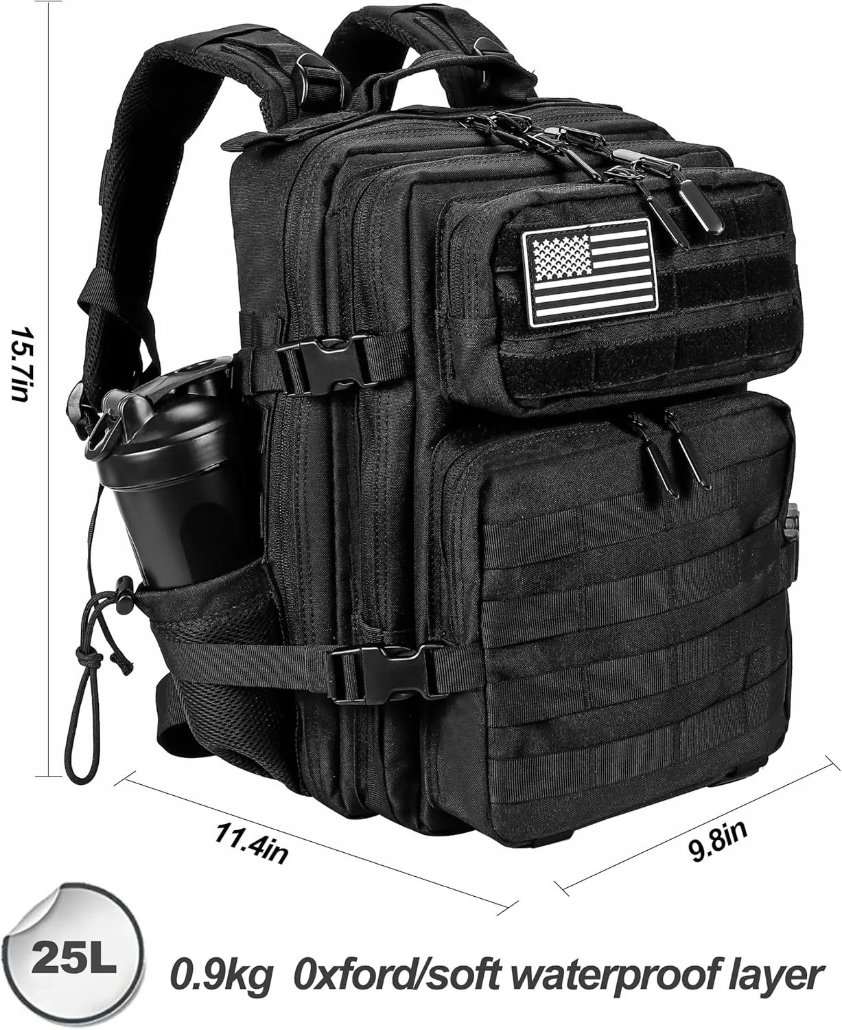 LHI Tactical Military Backpack for Men and Women 25L/35L Army Assault Pack Bag Small Rucksack with Bottle Holder
