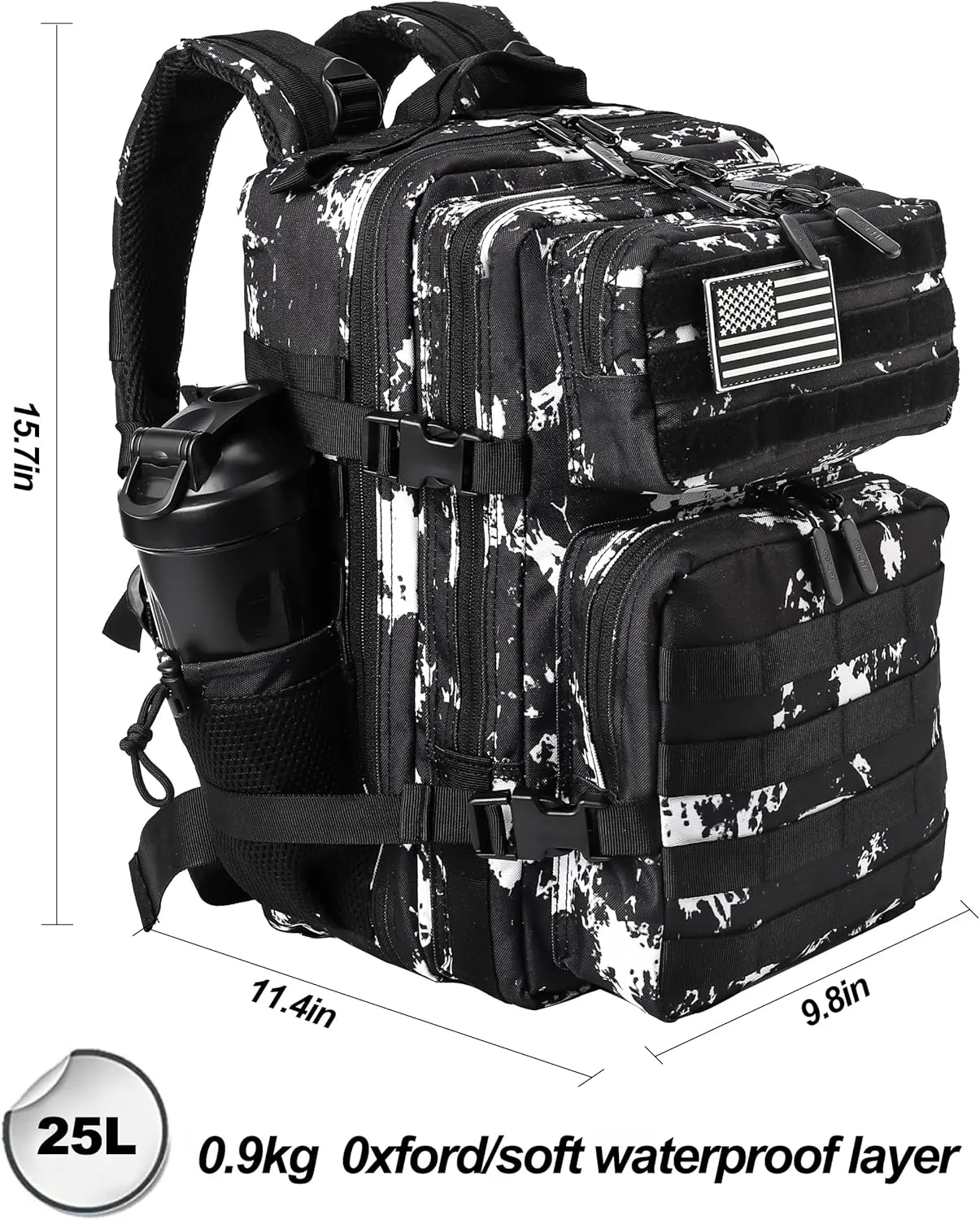 LHI Tactical Military Backpack for Men and Women 25L/35L Army Assault Pack Bag Small Rucksack with Bottle Holder