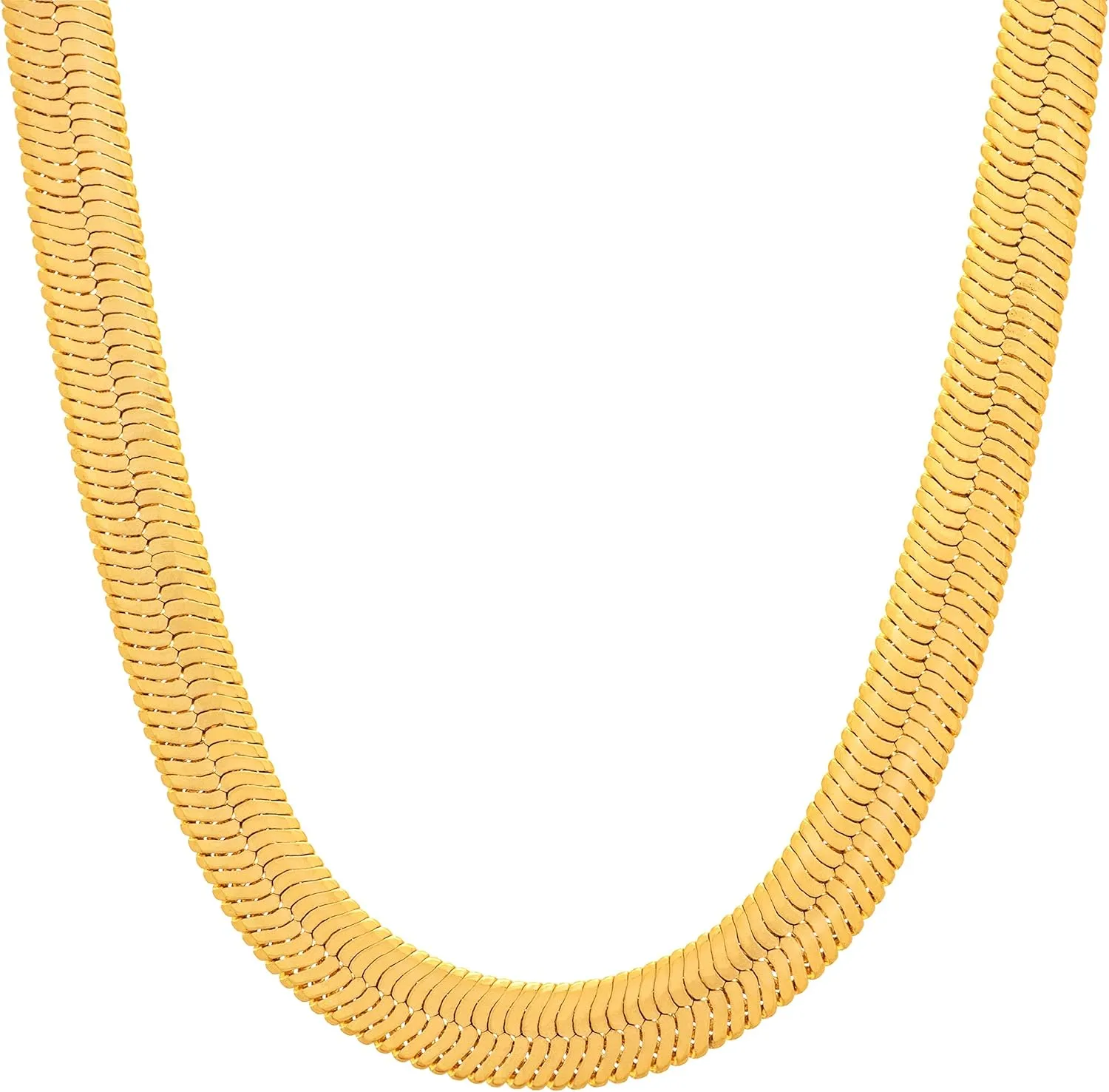 LIFETIME JEWELRY 7mm Flexible Herringbone Chain Necklace 24k Real Gold Plated