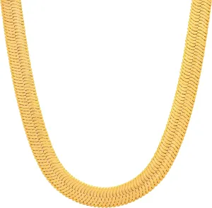 LIFETIME JEWELRY 7mm Flexible Herringbone Chain Necklace 24k Real Gold Plated