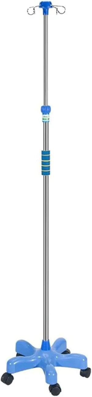 Lift IV Stand Stainless Steel IV Poles Adjustable 110-200 cm Height IV Bag Holder Rolling IV Pole Stand with Wheels,4 Hooks