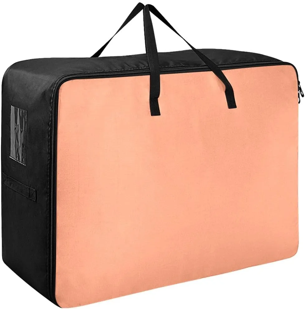 Light Salmon Storage Bag, 27.5x19.7x11 In, Collapsible Moving Bags Zippered Storage Bag for Moving