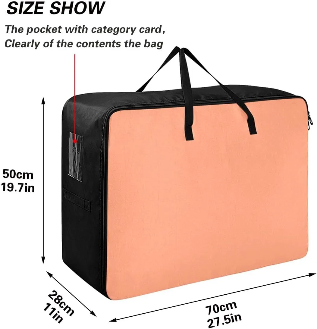 Light Salmon Storage Bag, 27.5x19.7x11 In, Collapsible Moving Bags Zippered Storage Bag for Moving