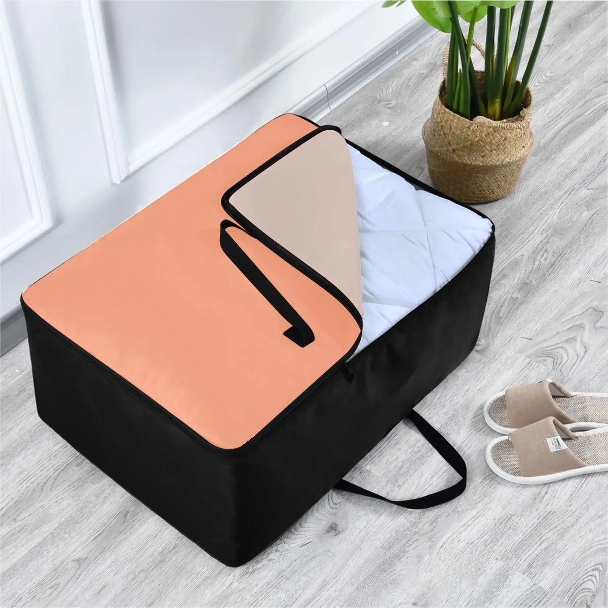 Light Salmon Storage Bag, 27.5x19.7x11 In, Collapsible Moving Bags Zippered Storage Bag for Moving