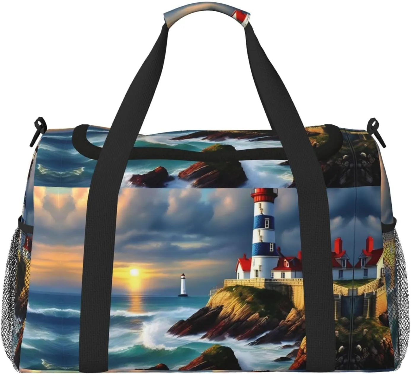 Lighthouse Diamond Paint print Large Canvas Travel Duffel Bag Weekender Bags for Women Overnight Bag Carry On Tote Bag
