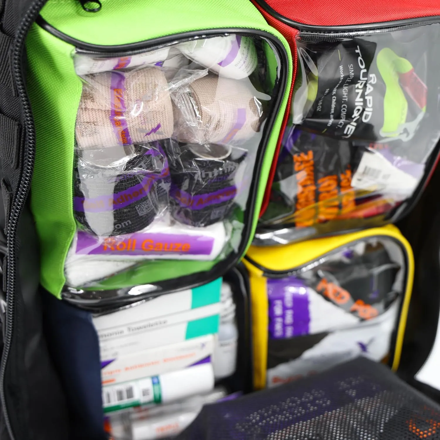 Lightning X Fully Stocked TacMed First Responder Trauma Medical Backpack EMT Kit | MB45-SKF | w/Professional First Aid Emergency Supplies (Black w/Hydration Bladder)