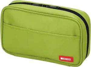LIHIT LAB Large Capacity Zipper Pencil Case For School Office College, Big Capacity 4 Compartments Pencil Bag Holder Adults Teen Boys Girls, Travel Cosmetics Storage, Yellow Green (A7551-6)