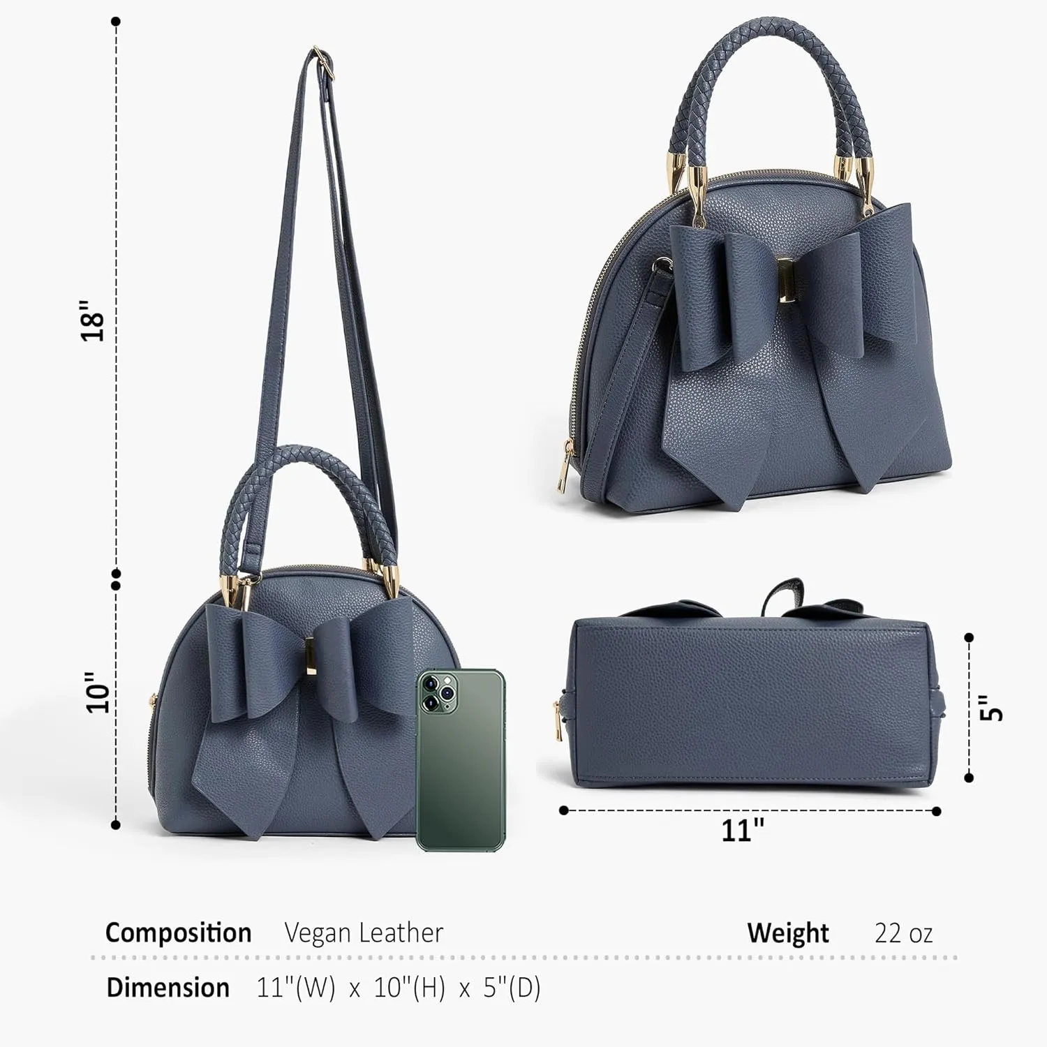 Like Dreams Vegan Leather Tote Bag for Women - Elegant Bowtie Satchel Purse, Stylish Handbag & Purse for Women