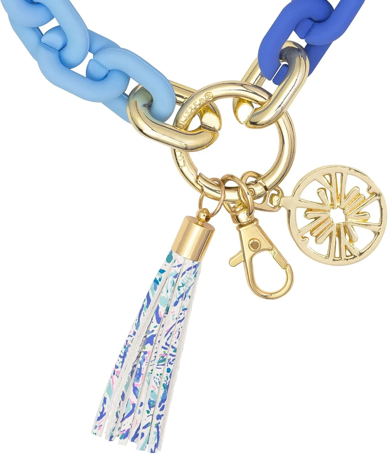 Lilly Pulitzer Chain Link Keychain Bracelet, Keychain Wristlet with Tassel, Cute Key Ring Bracelet for Women