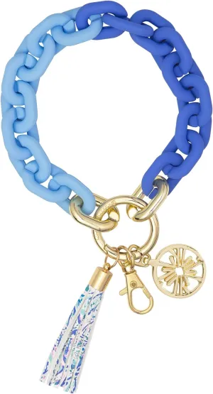Lilly Pulitzer Chain Link Keychain Bracelet, Keychain Wristlet with Tassel, Cute Key Ring Bracelet for Women
