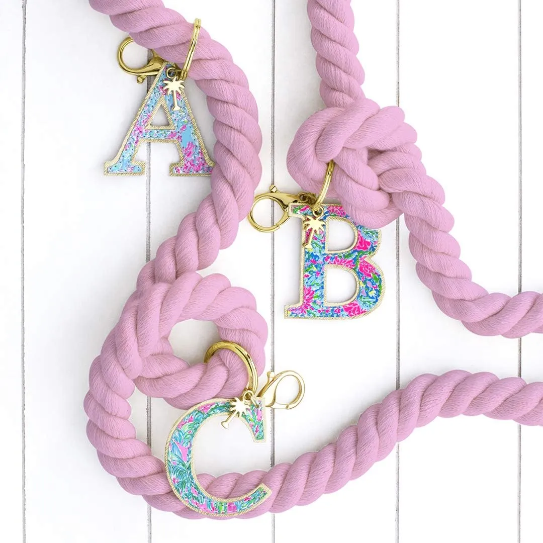 Lilly Pulitzer Leatherette Initial Keychain, Letter Bag Charm for Women