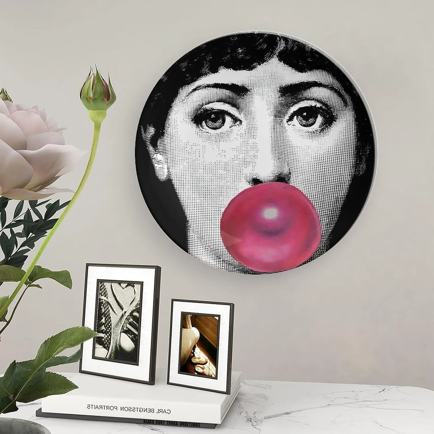 Lina Cavalieri Plate, Wall Decorative Plate, Mysterious Face Plate Wall Hanging Decoration,Including Bracket And Special Spring HooK, 8 Inch, S1