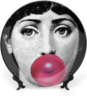 Lina Cavalieri Plate, Wall Decorative Plate, Mysterious Face Plate Wall Hanging Decoration,Including Bracket And Special Spring HooK, 8 Inch, S1
