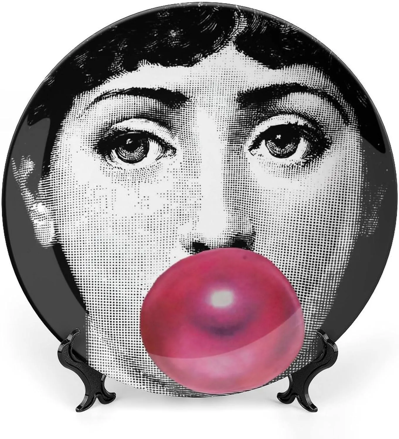Lina Cavalieri Plate, Wall Decorative Plate, Mysterious Face Plate Wall Hanging Decoration,Including Bracket And Special Spring HooK, 8 Inch, S1