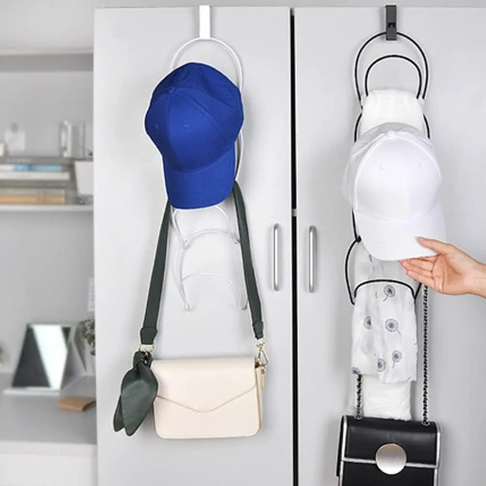 LINFIDITE 10 Pack Hat Rack Hanger Holder Organizer Closet Hanging Baseball Cap Display Storage Rack for Scarves Handbags Towels Clothes Ties Over Door Wall Mounted w Hanging Hook White