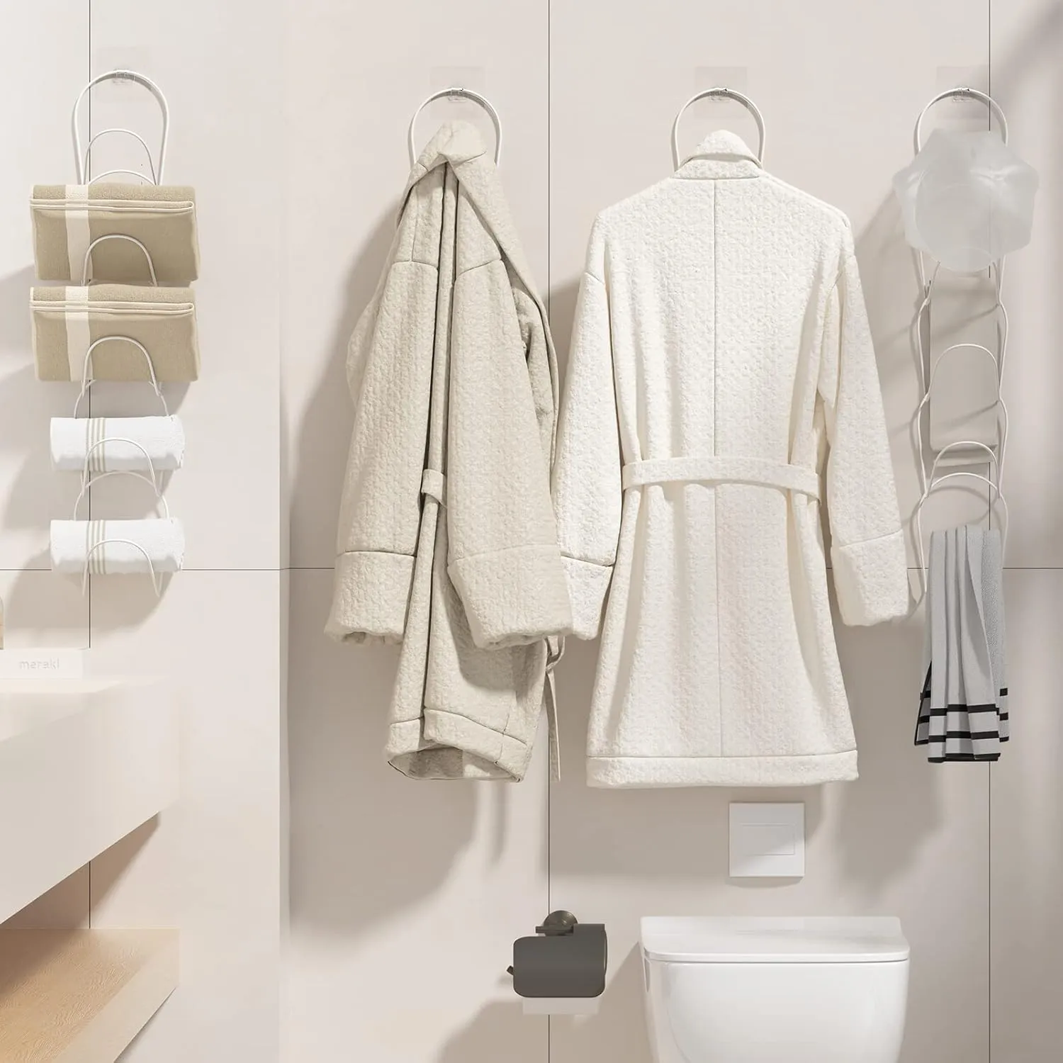 LINFIDITE 10 Pack Hat Rack Hanger Holder Organizer Closet Hanging Baseball Cap Display Storage Rack for Scarves Handbags Towels Clothes Ties Over Door Wall Mounted w Hanging Hook White