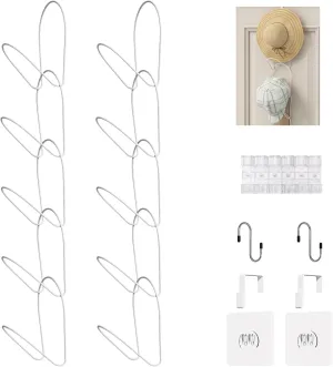 LINFIDITE 10 Pack Hat Rack Hanger Holder Organizer Closet Hanging Baseball Cap Display Storage Rack for Scarves Handbags Towels Clothes Ties Over Door Wall Mounted w Hanging Hook White