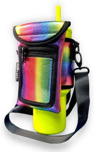 Lit Handlers Around Drink Wrap with Pocket Purse - Versatile Water Bottle Holder with Strap, Ideal for Gym, Travel, Running - 30-40oz Tumbler, Carrier Bag, Radiant Rainbow