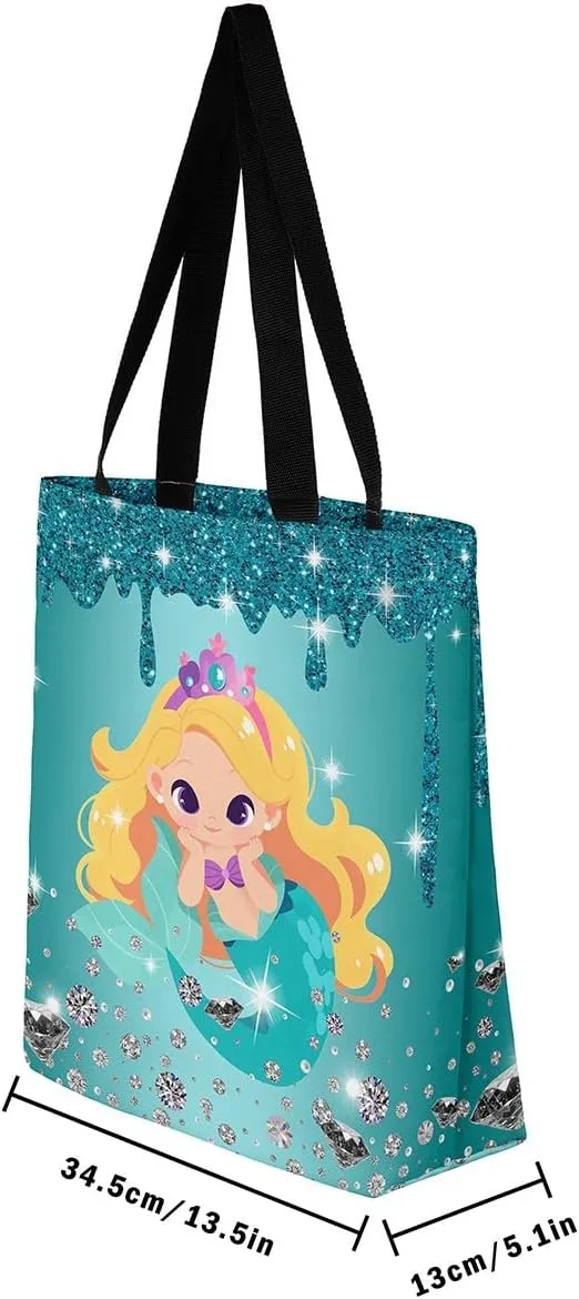 Little Cat Canvas Tote Bag,Sequin Fluid Art Travel Shopping Bag,Diamond Handbag Cute Pet Animal Kawaii Room Decor