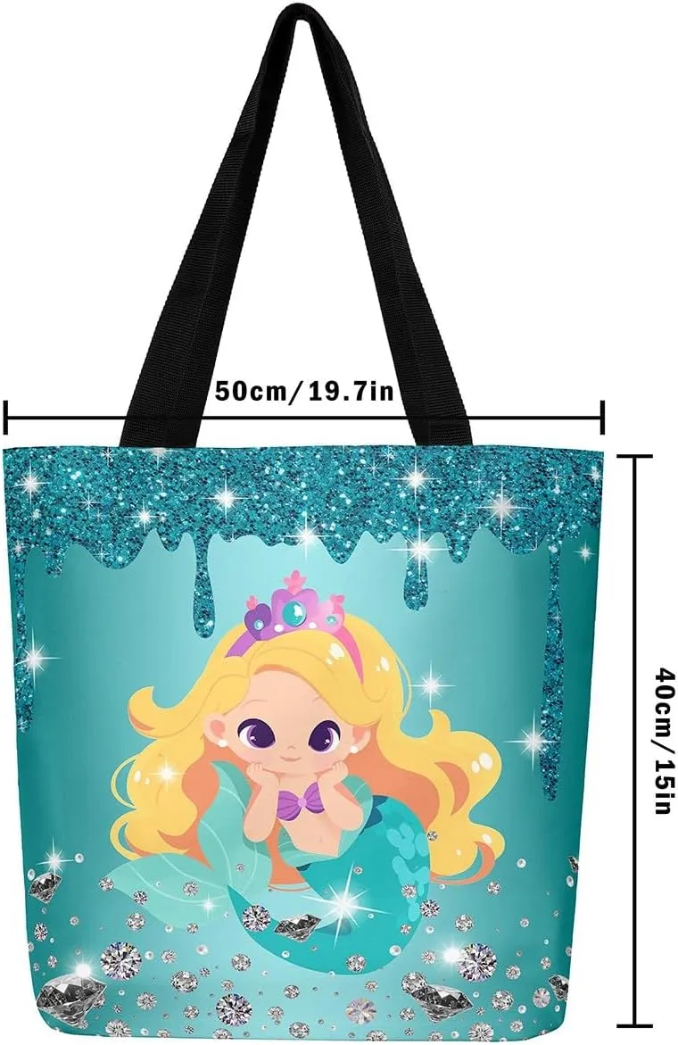 Little Cat Canvas Tote Bag,Sequin Fluid Art Travel Shopping Bag,Diamond Handbag Cute Pet Animal Kawaii Room Decor