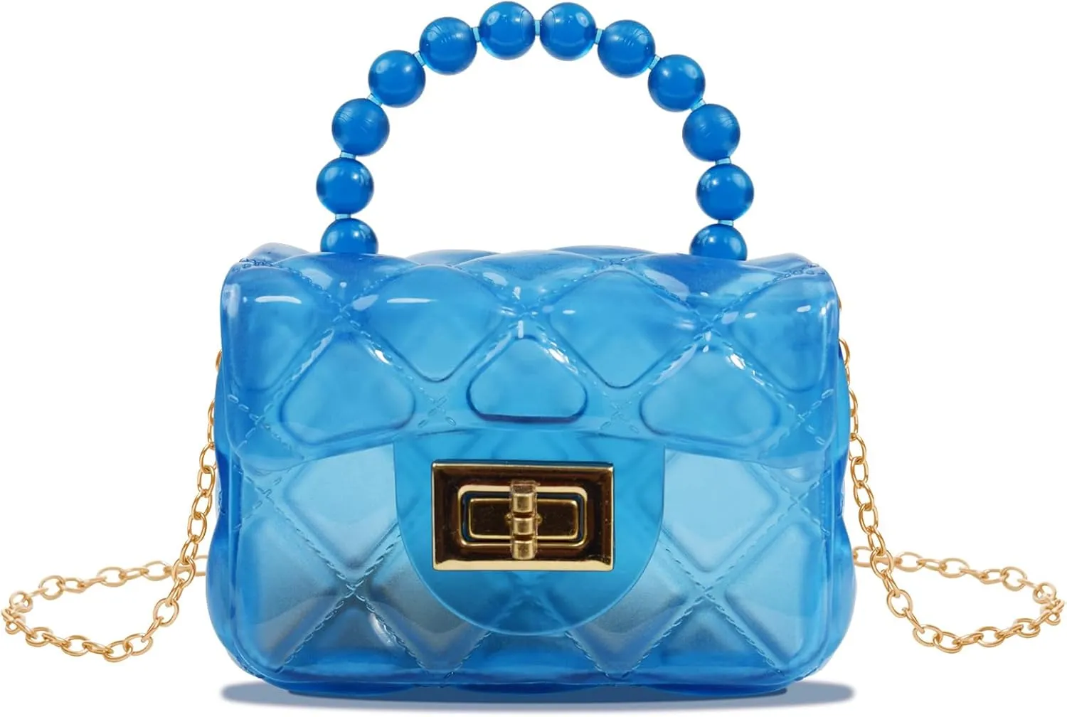Little Girls Mini Jelly Purse Small Transparent Crossbody Bag Handbags with Bead Handle for Toddler Kids