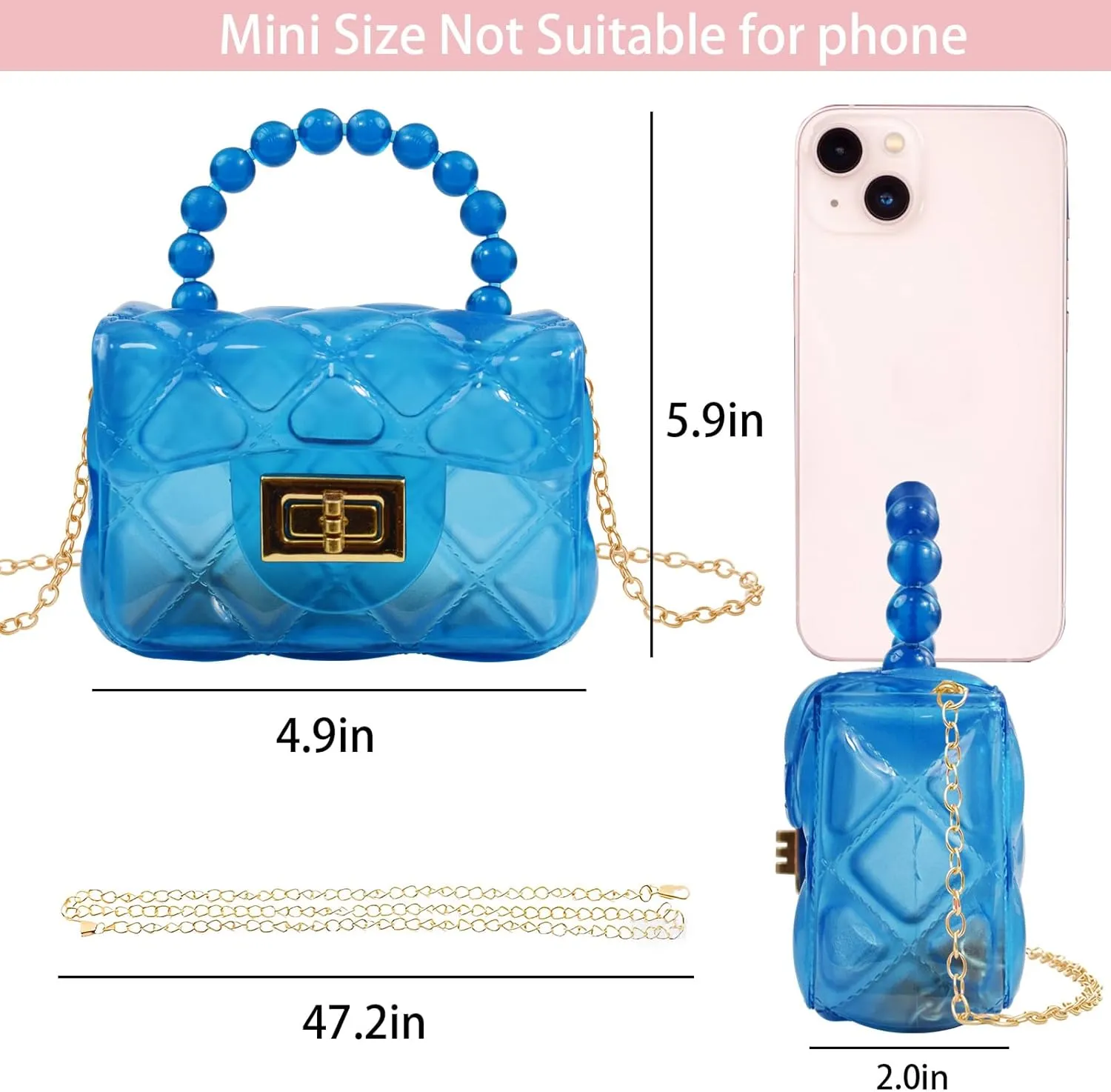 Little Girls Mini Jelly Purse Small Transparent Crossbody Bag Handbags with Bead Handle for Toddler Kids