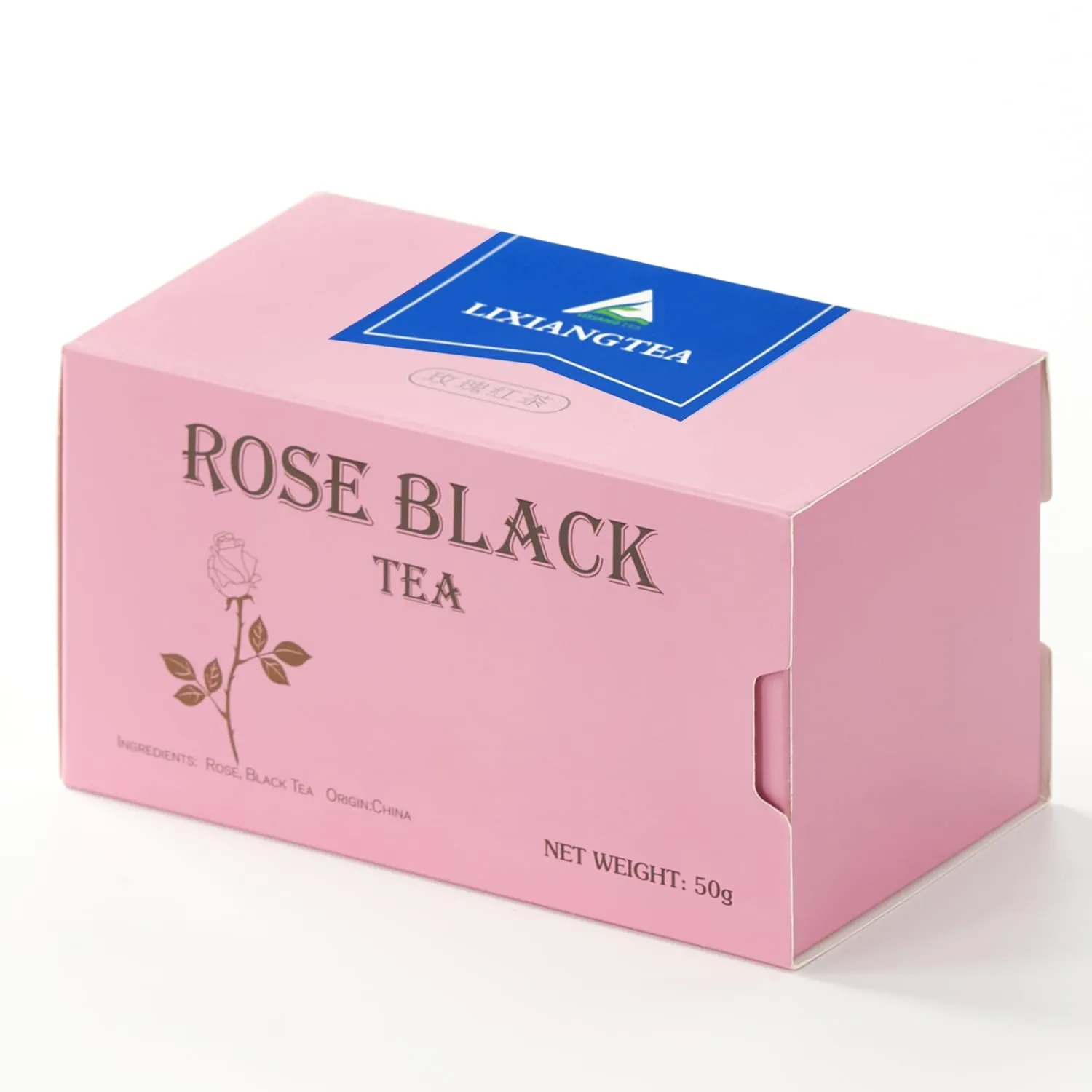 LIXIANGTEA Rose Pink Tea Bags | 100% Pure Black Tea Leaves, Rose Petals | Steep 25 Cups | Loose Leaf in Triangle Tea Bag | Caffeinated Iced & Hot Tea