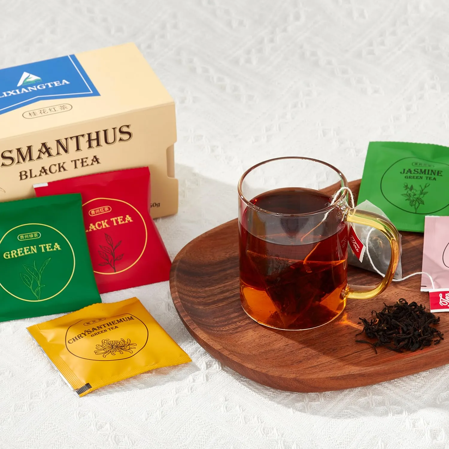 LIXIANGTEA Rose Pink Tea Bags | 100% Pure Black Tea Leaves, Rose Petals | Steep 25 Cups | Loose Leaf in Triangle Tea Bag | Caffeinated Iced & Hot Tea