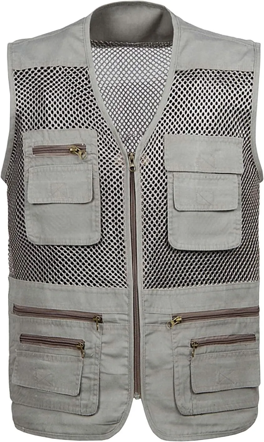 Locachy Men's Summer Outdoor Work Safari Hiking Travel Photo Fishing Vest with Pockets