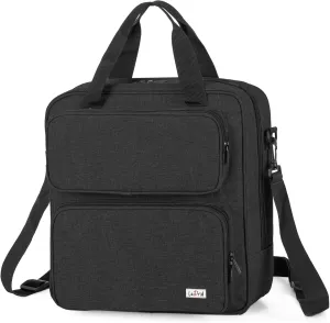 LoDrid Embroidery Storage Bag, Embroidery Project Carry Case, Portable Bag for Embroidery Kit, Craft Supplies & Cross Stitch Kits Tools, with Handles and Shoulder Strap, Black, Bag Only