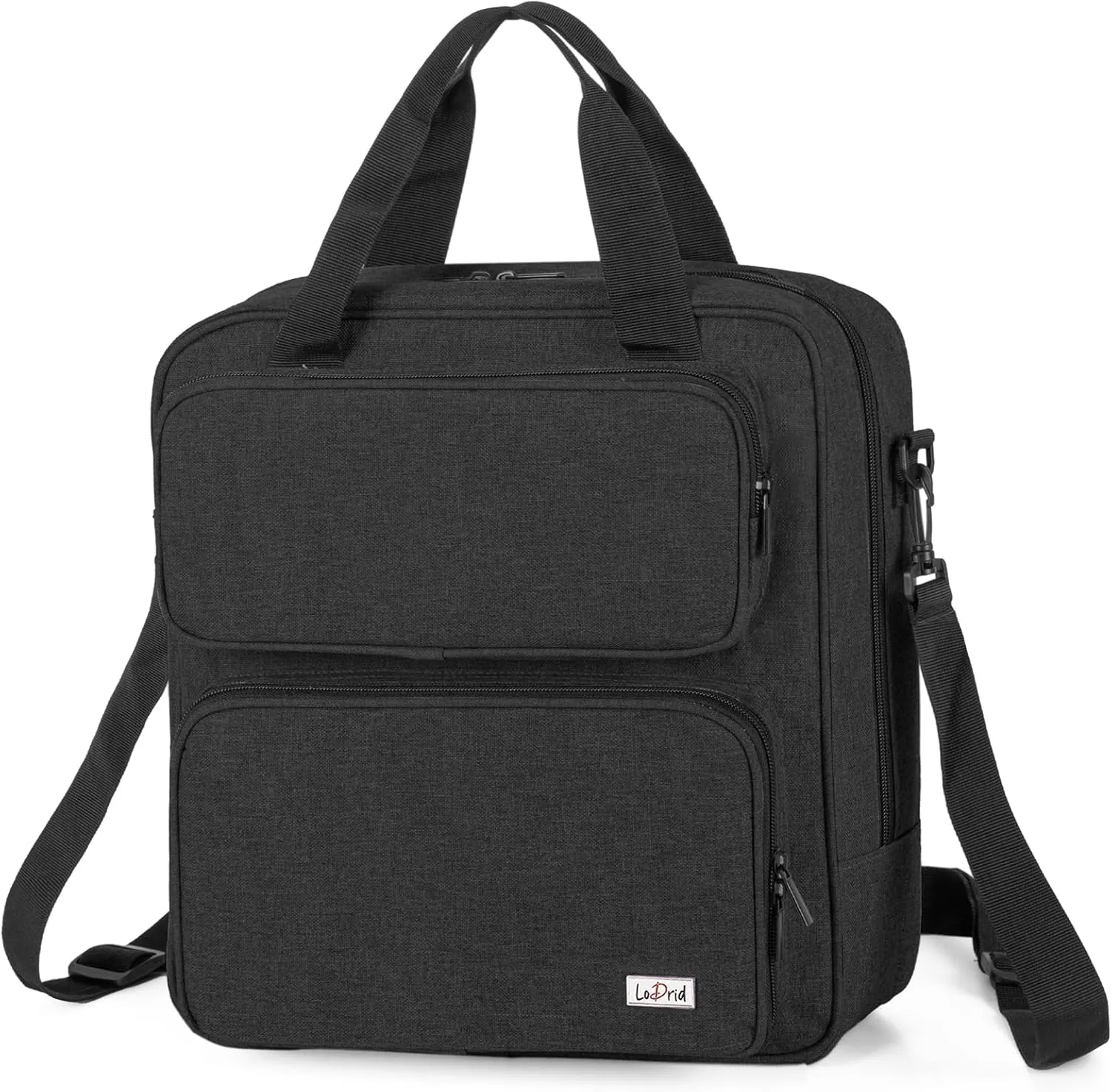 LoDrid Embroidery Storage Bag, Embroidery Project Carry Case, Portable Bag for Embroidery Kit, Craft Supplies & Cross Stitch Kits Tools, with Handles and Shoulder Strap, Black, Bag Only