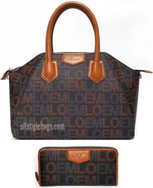 LOEM Designer signature Print shoulder boxer l wallet Bag set golden logo