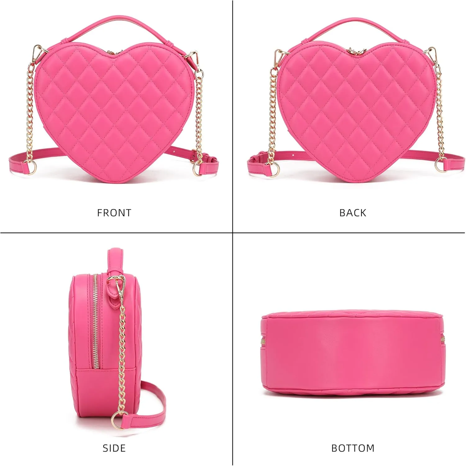 lola mae Heart Shape Satchel Crossbody Purse for women Zip Around Shoulder Bag