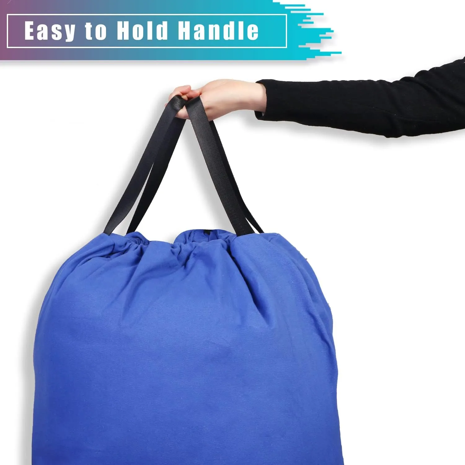 LOLOMLO Extra Large Canvas Laundry Bags with Handles & Drawstring Closure, Heavy Duty Tears Resistant Clothes Storage Travel Bags, Machine Washable Multi Use Laundry Bag liner for Laundry Hamper -