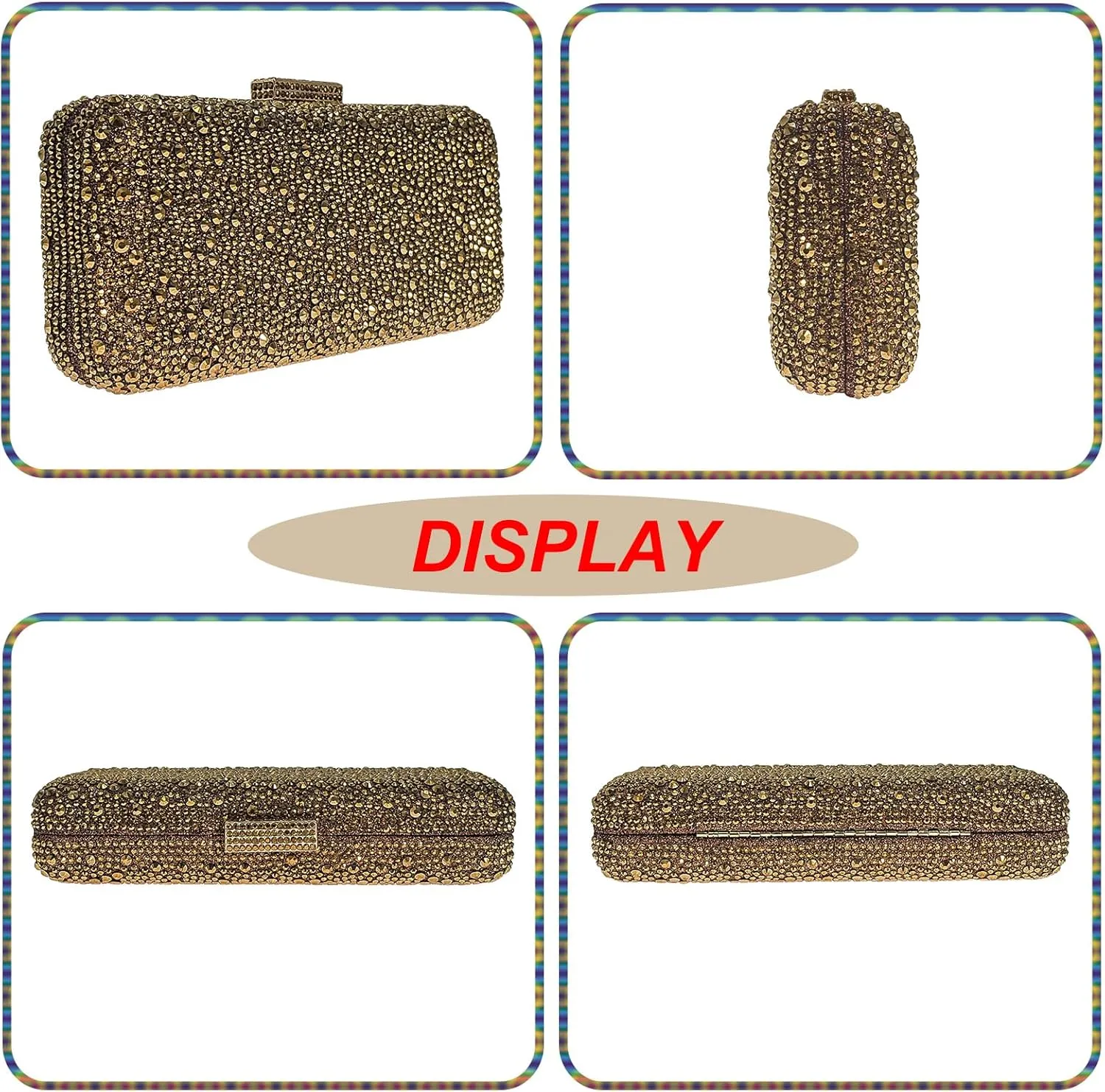Long Rhinestone Box Evening Bag Women Formal Gathering Party Crystal Clutch Bridal Purse