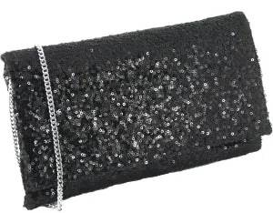 LONI Womens Sparkly Sequin Party Evening Clutch Shoulder Bag
