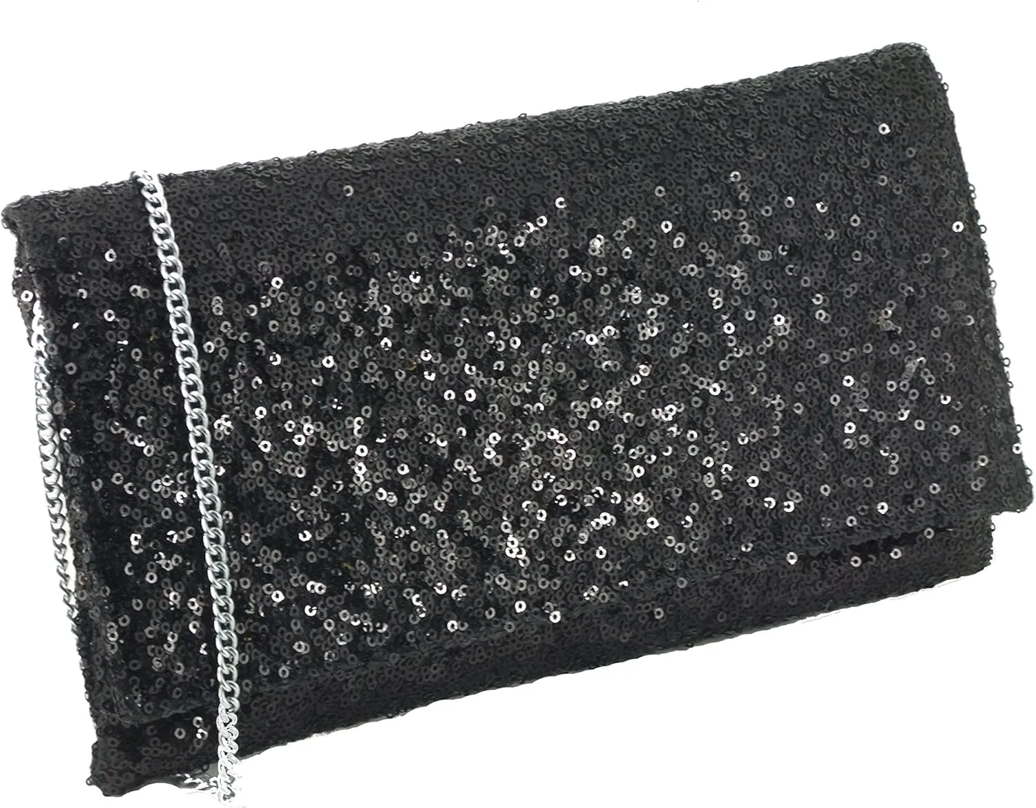 LONI Womens Sparkly Sequin Party Evening Clutch Shoulder Bag