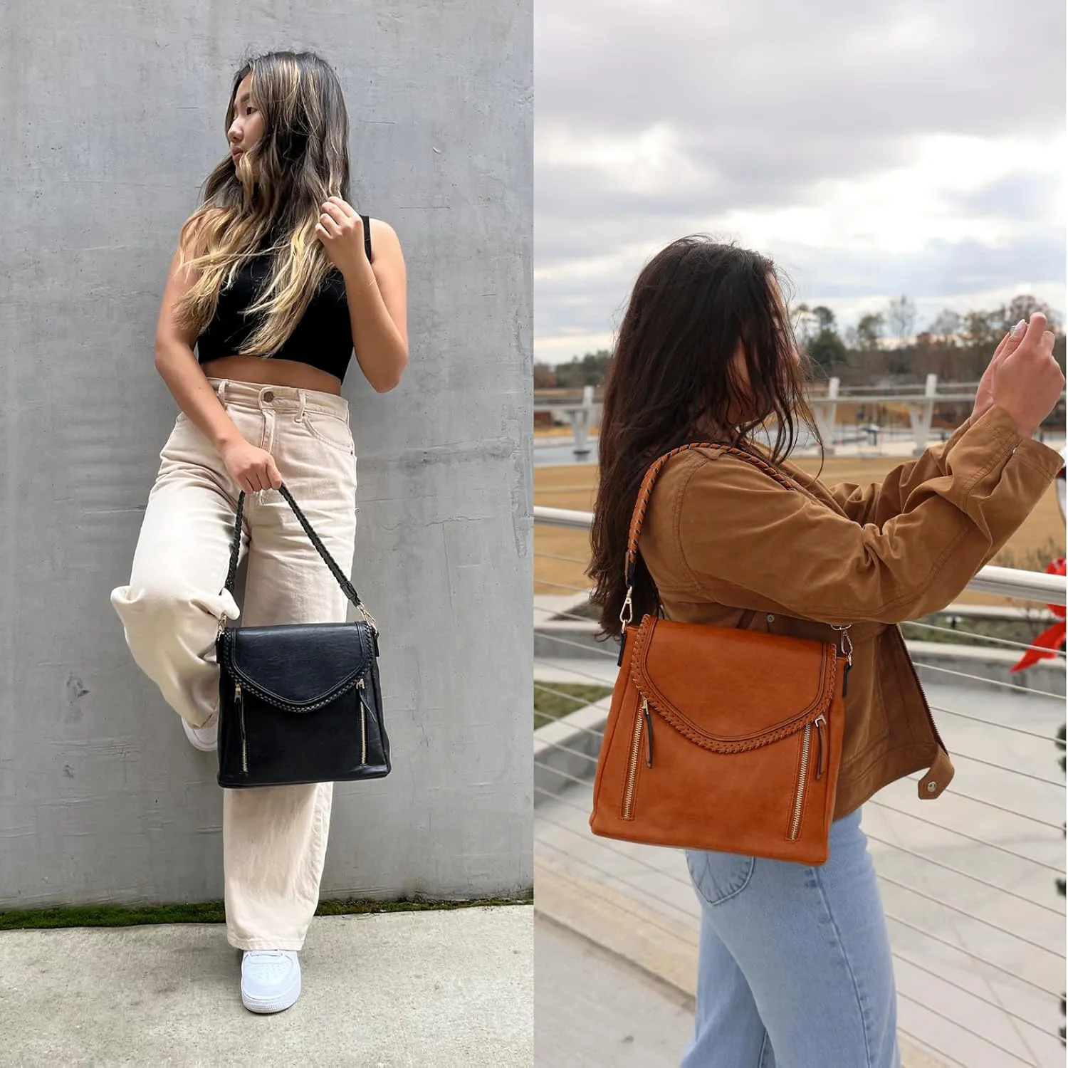 Lorelei Crossbody Hobo Purses for Women Vegan Leather Shoulder bag Handbag with 2 Straps