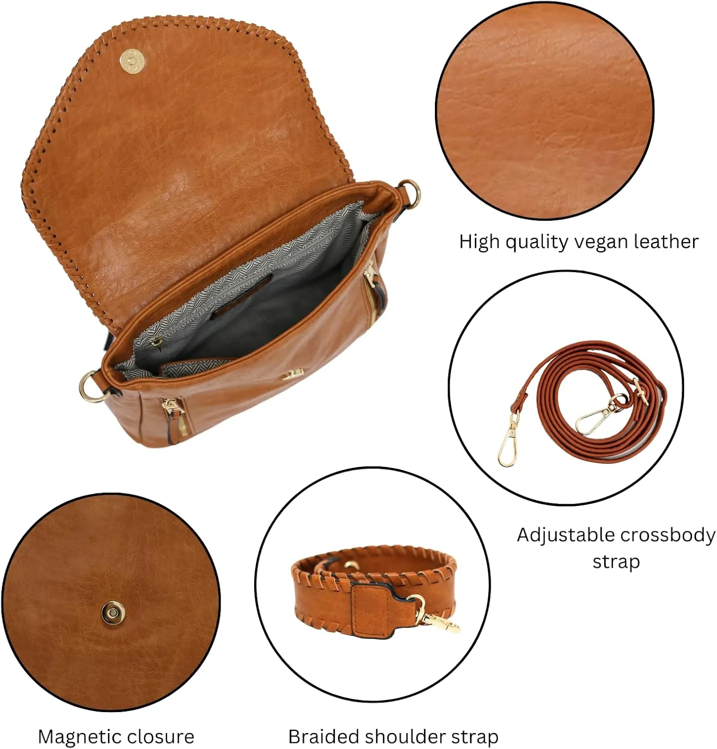 Lorelei Crossbody Hobo Purses for Women Vegan Leather Shoulder bag Handbag with 2 Straps