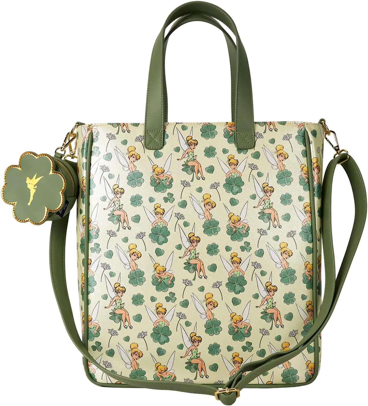Loungefly Disney Tinker Bell 4-Leaf Clover Tote Bag with Coin Bag