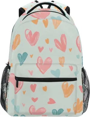 Love Chalk Heart Doodle Backpacks for Girls Boys School Backpack Kids School Bags Lightweight Student Elementary 3rd 4th 5th Grade Shoulder Bag Bookbag Daypack