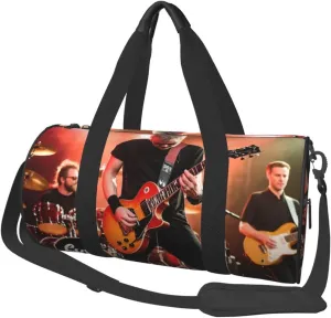 Love Rock Print Round Large Capacity Travel Luggage Bags,Men's and Women's Hand-Held Travel Clothing Bags