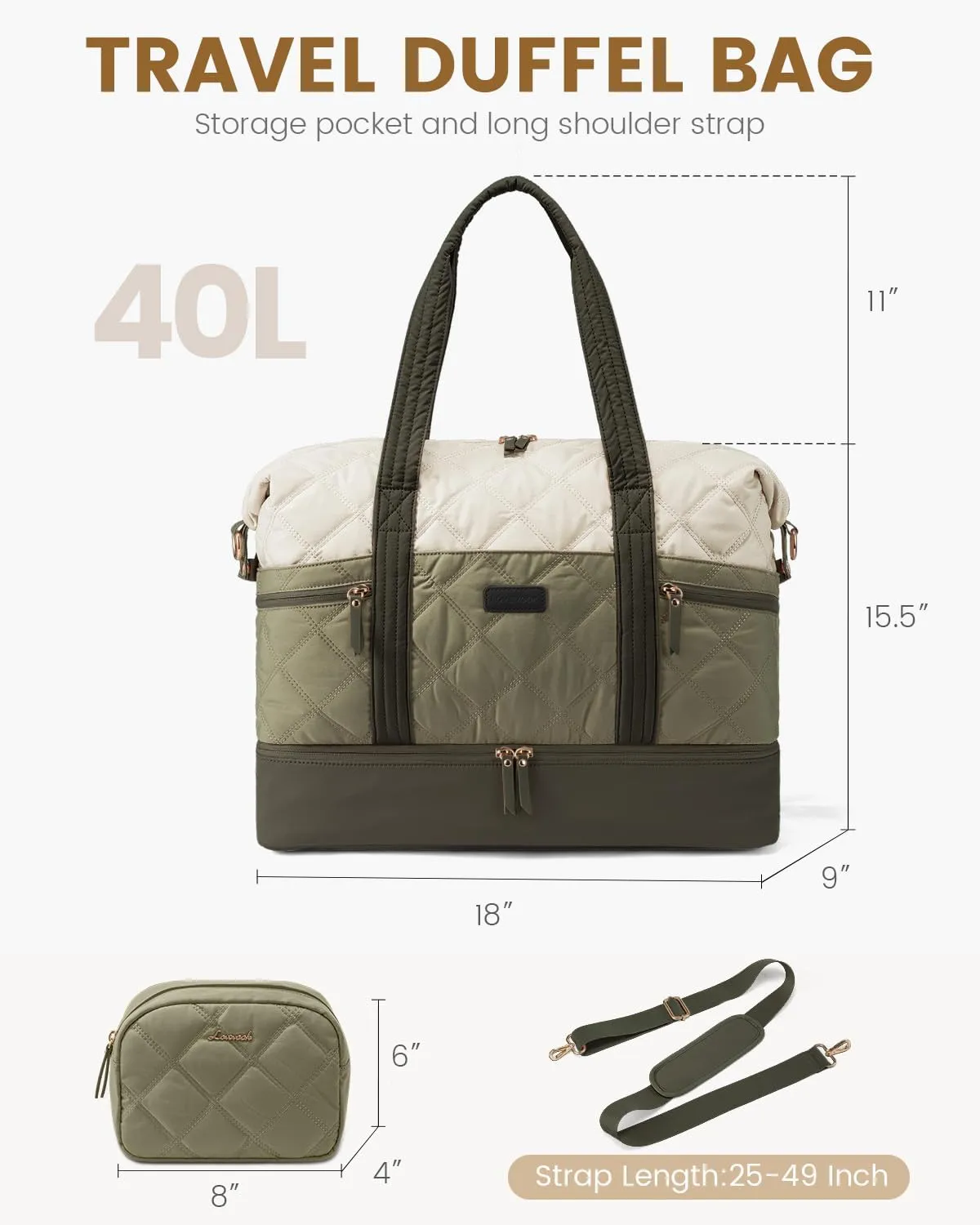 LOVEVOOK Travel Duffle Bag, Lightweight Weekender Bags for Women with Shoe Compartment, Puffer Gym Bag Personal Item Travel Bag, Quilted Carry On Overnight Bags and Hospital Bag for Labor and Delivery