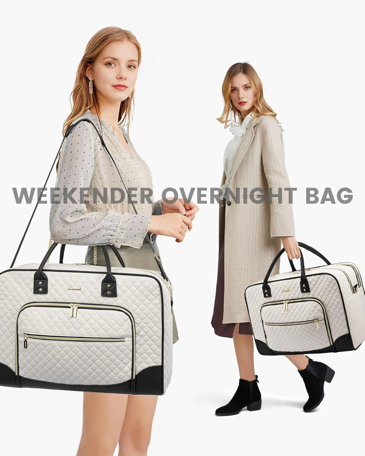 LOVEVOOK Weekender Bag for Women, Large Travel Duffle with Toiletry Shoes Bag, Carry on Overnight with Laptop Compartment for Airplane Business Trips Wet Pocket 4Pcs Set