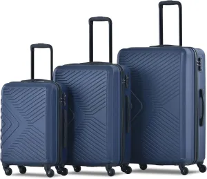 Luggage Sets Wear-Resistance Hardside Lightweight Suitcase Double Spinner Wheels, TSA Lock,Two Hooks, Scratch-resistant Carry-on,3 Piece Set(20inch 24inch 28inch) (Blue-65)