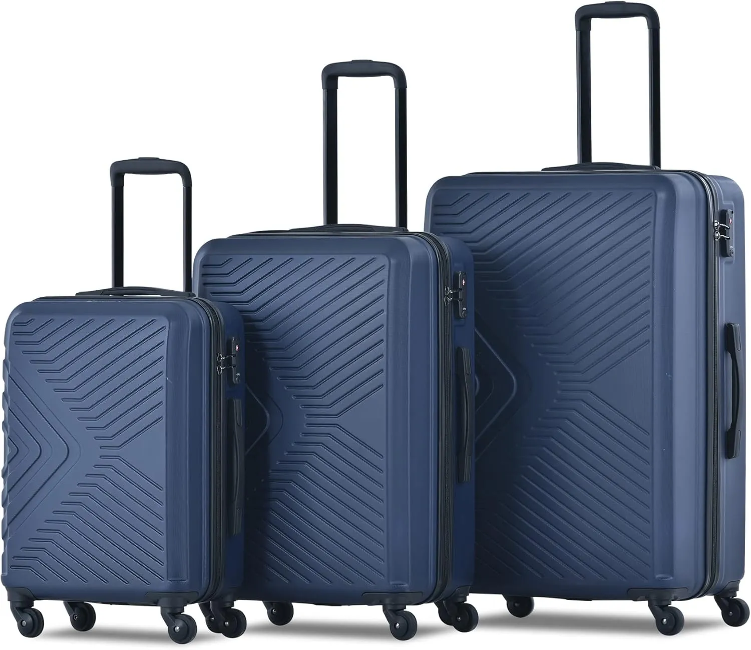 Luggage Sets Wear-Resistance Hardside Lightweight Suitcase Double Spinner Wheels, TSA Lock,Two Hooks, Scratch-resistant Carry-on,3 Piece Set(20inch 24inch 28inch) (Blue-65)