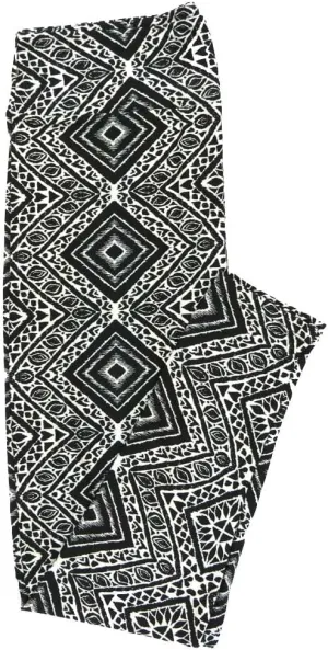 Lularoe Tall Curvy (TC fits Sizes 12-18) Gods Eye Diamond Geometric Black Gray Buttery Soft Adult Leggings