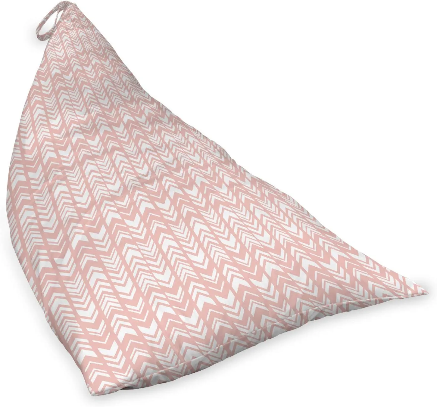 Lunarable Abstract Lounger Chair Bag, Continuing Print of Tribal Inspired Direction Pointers Up and Down Layout, High Capacity Storage with Handle Container, Lounger Size, Blush and White