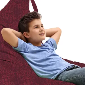 Lunarable Burgundy Lounger Chair Bag, Intricate Spring Motifs Abstract Style Blossoming Branches Flower Buds, High Capacity Storage with Handle Container, Lounger Size, Burgundy Red